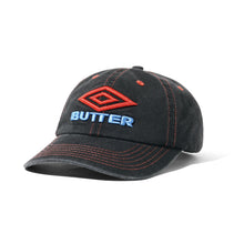 Load image into Gallery viewer, Butter Goods x Umbro "Diamond" 6 Panel Cap // Washed Black
