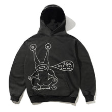 Load image into Gallery viewer, Butter Goods X Daniel Johnston “Enemy“ Hoodie // Distress Washed Black
