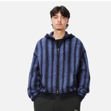 Load image into Gallery viewer, Dime "Mohair Stripped" Zip Hoodie // Blue
