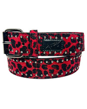 Load image into Gallery viewer, Loosey Love You "Cheetah Rivet" Belt // Burgundy
